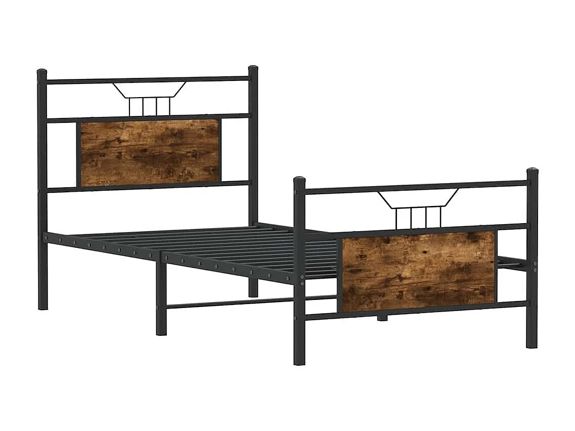 Cadre de lit sans matelas chêne fumé 90x190cm bois d'ingénierie