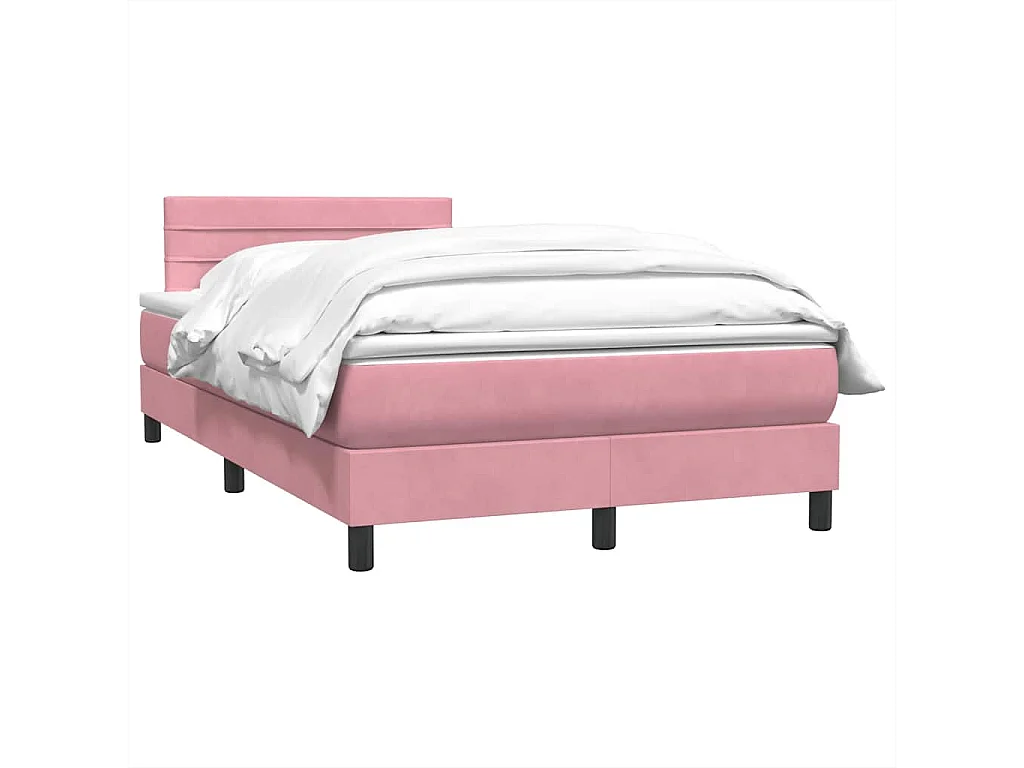 Sommier à lattes de lit avec matelas rose 120x210 cm velours