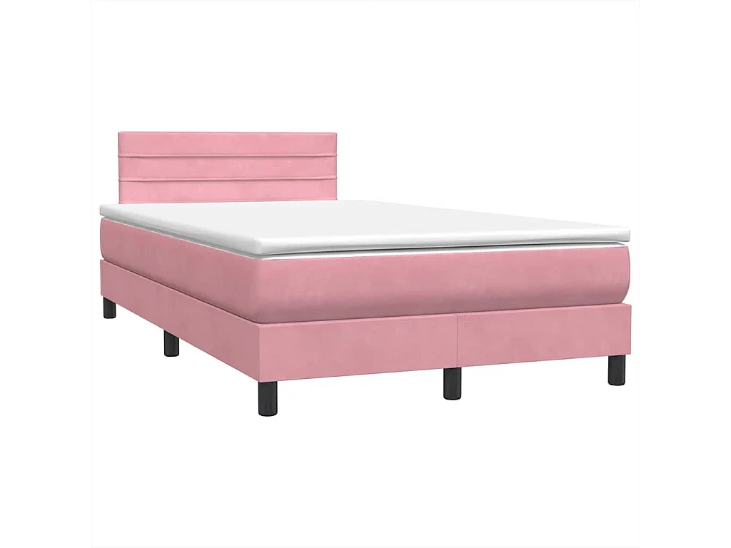 Sommier à lattes de lit avec matelas rose 120x210 cm velours