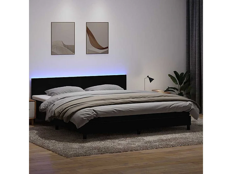 Cama box spring con colchón terciopelo negro 180x220 cm