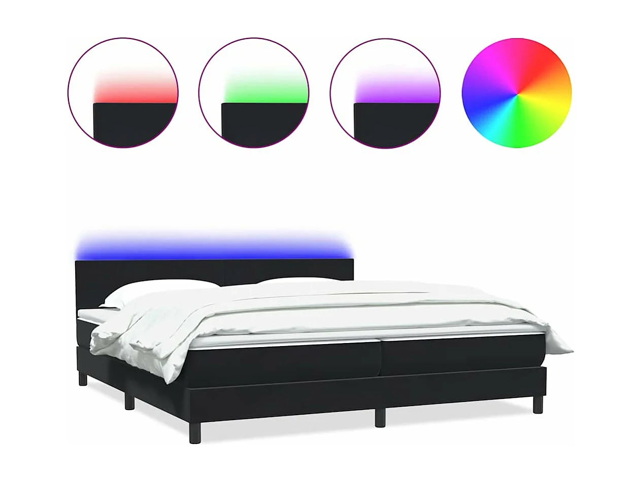 Cama box spring con colchón terciopelo negro 180x220 cm