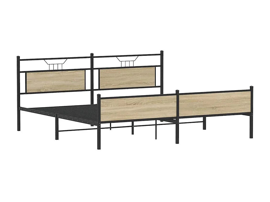 Cadre de lit en métal sans matelas chêne sonoma 193x203 cm