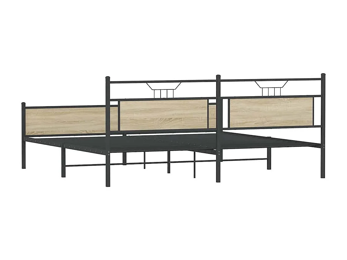 Cadre de lit en métal sans matelas chêne sonoma 193x203 cm