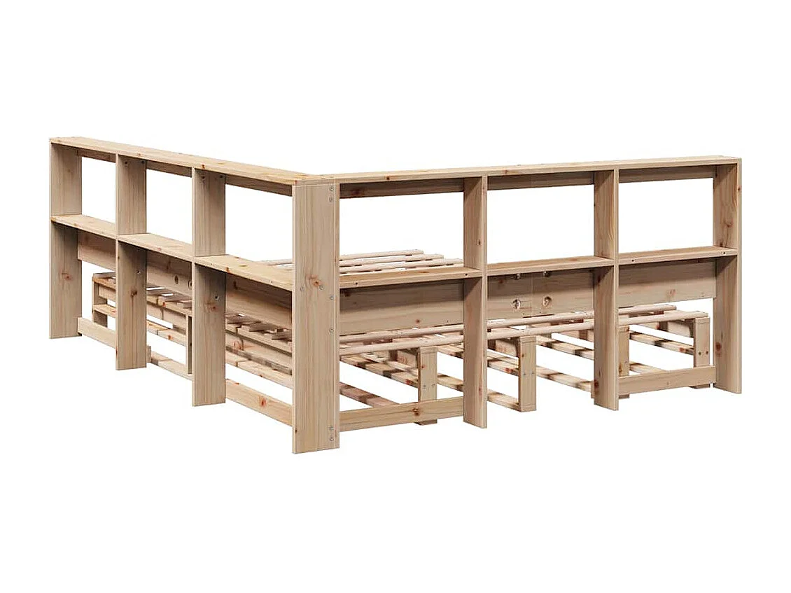 Bed met boekenkast zonder matras massief grenenhout 140x190 cm