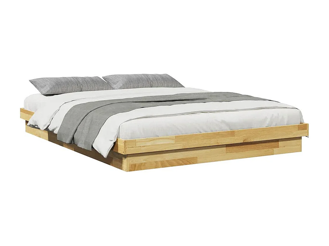 Cadre de lit sans matelas 140x200 cm bois massif de chêne