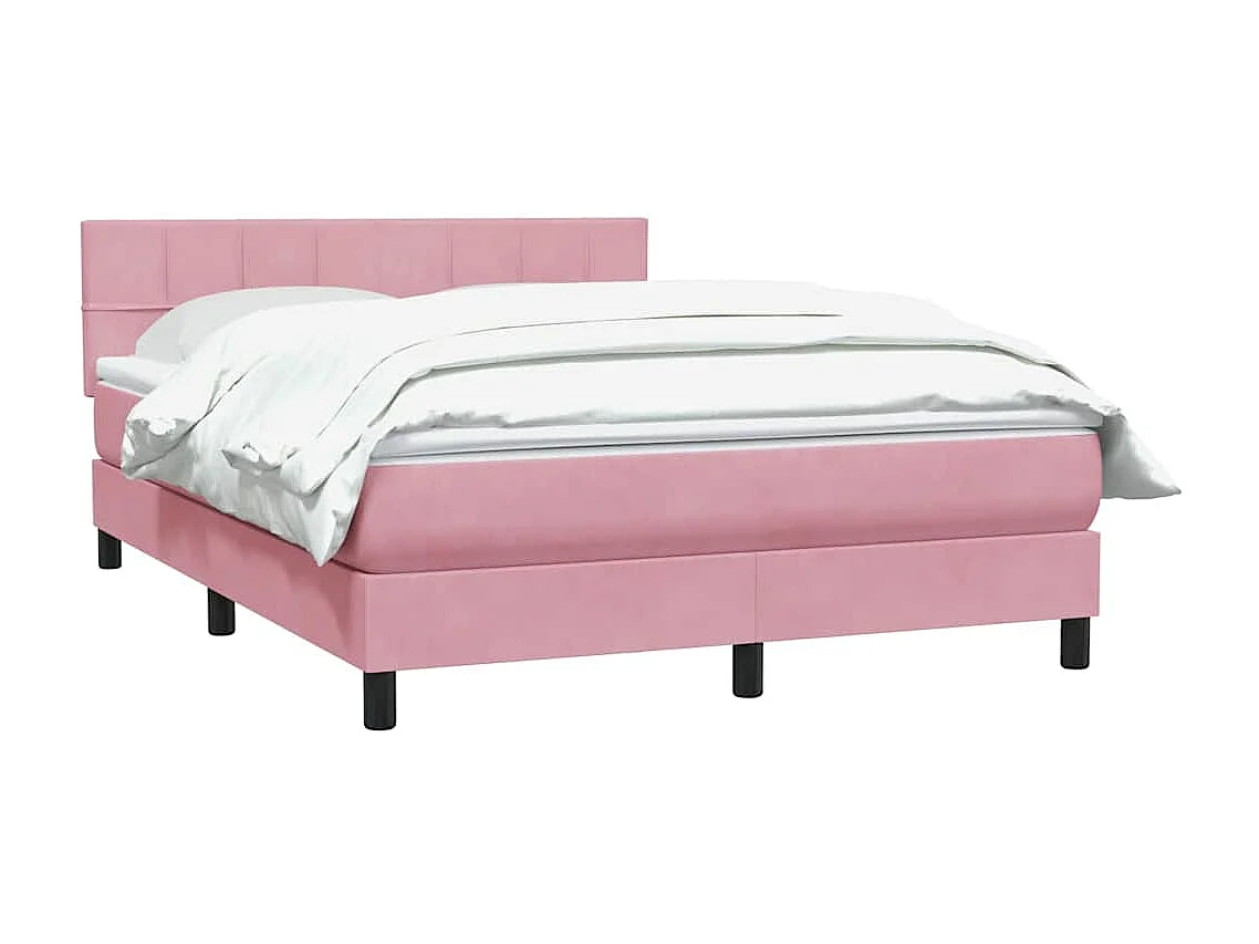 Sommier à lattes de lit avec matelas rose 140x210 cm velours