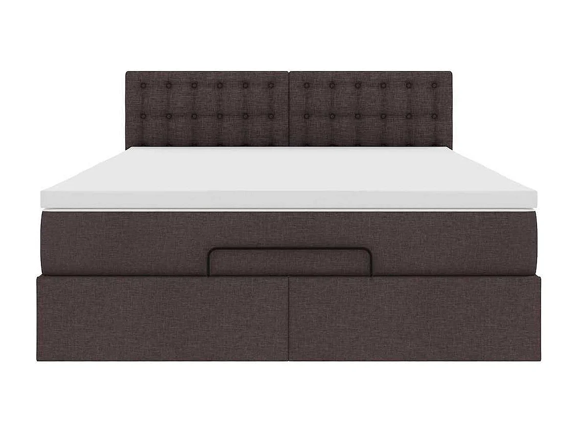 Cama otomana con colchón marrón oscuro 140x190 cm tela