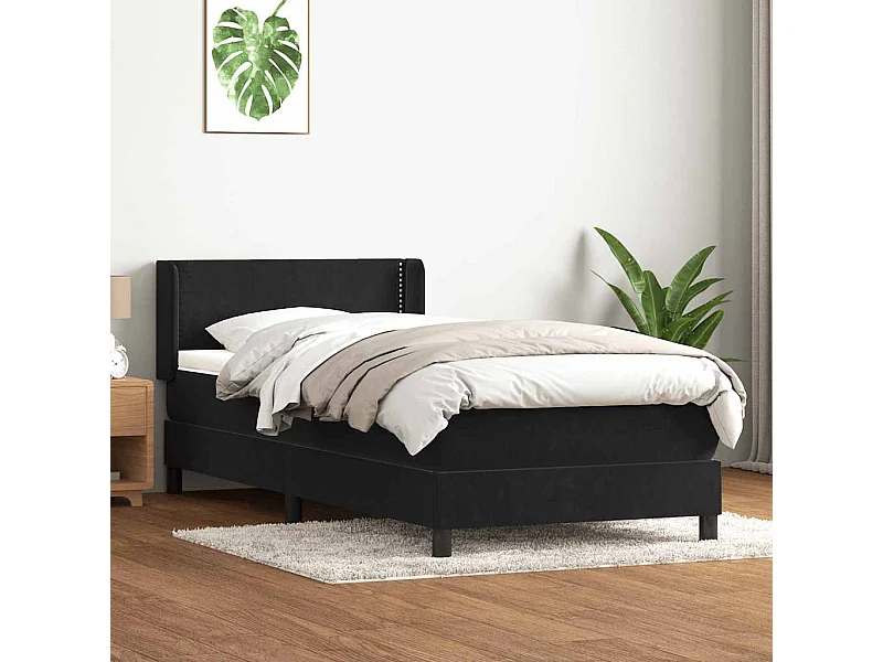 Cama com molas/colchão 80x220 cm veludo preto