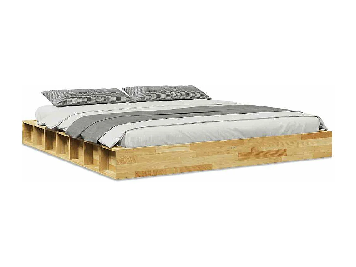 Estructura de cama sin colchón 180x200 cm madera maciza roble