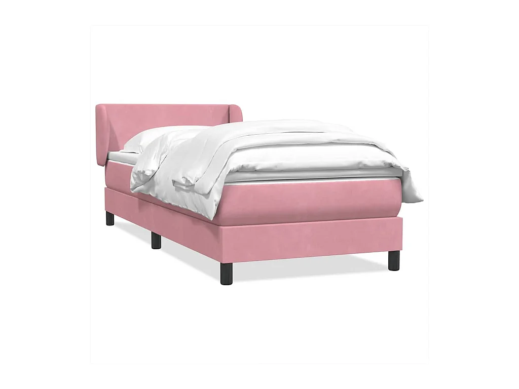 Boxspring met matras fluweel roze 80x220 cm