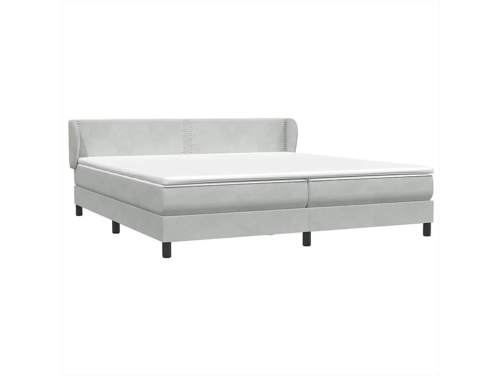 Sommier à lattes de lit et matelas gris clair 180x220cm velours