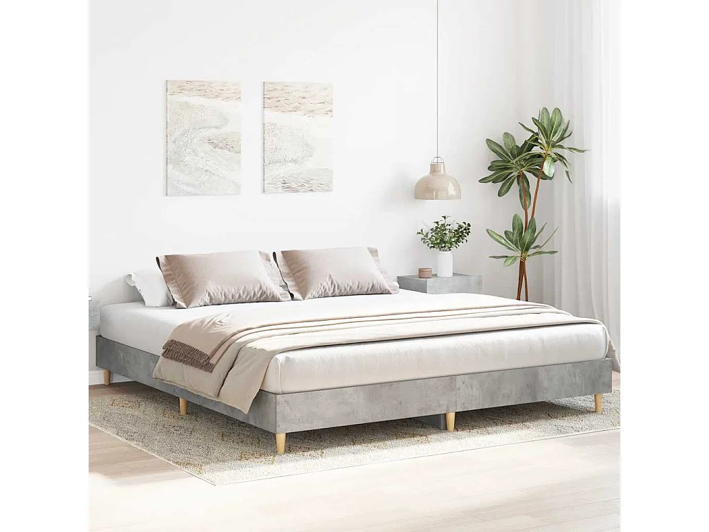 Bedframe zonder matras 200x200 cm spaanplaat betongrijs