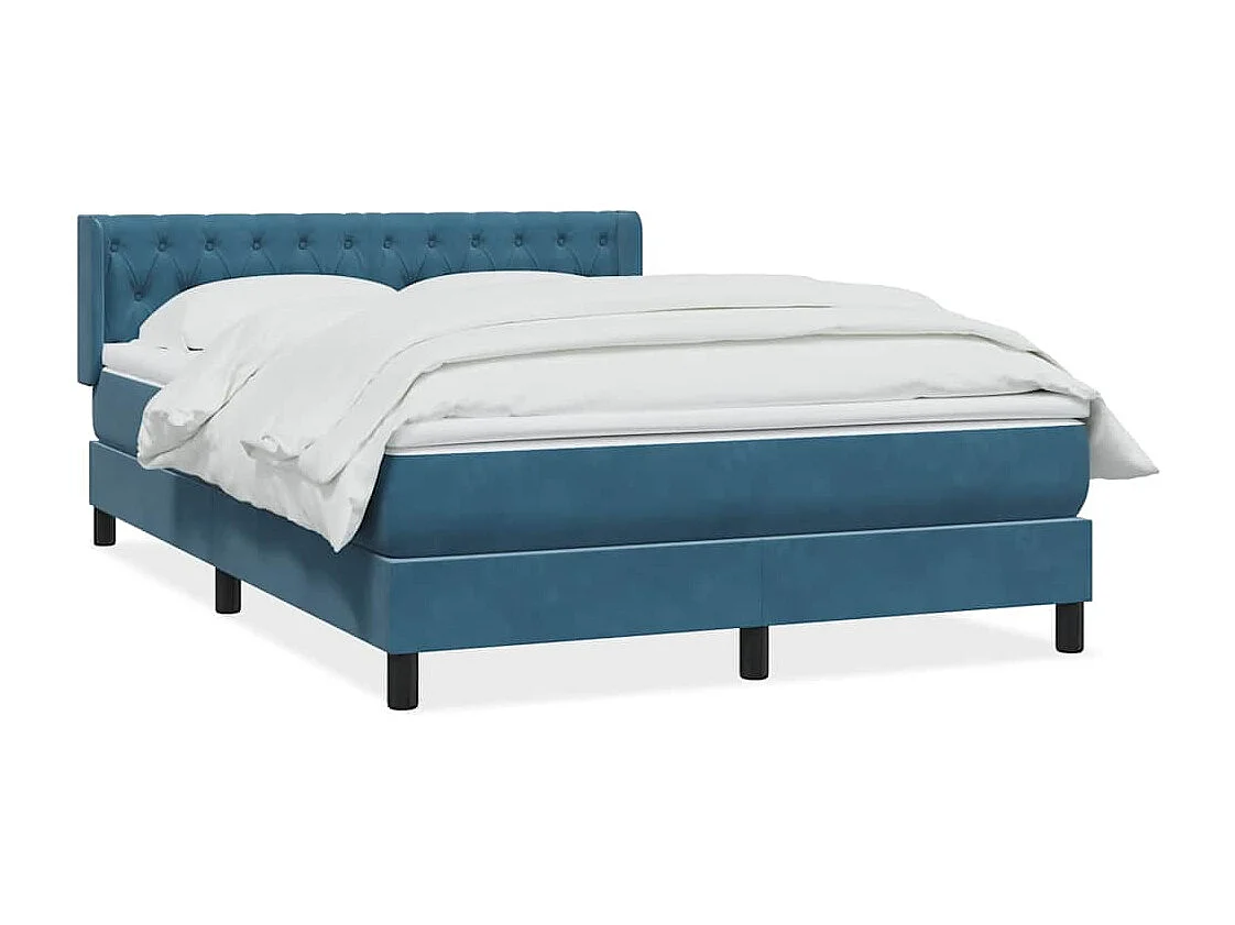 Cama box spring com colchão 160x210 cm veludo azul escuro