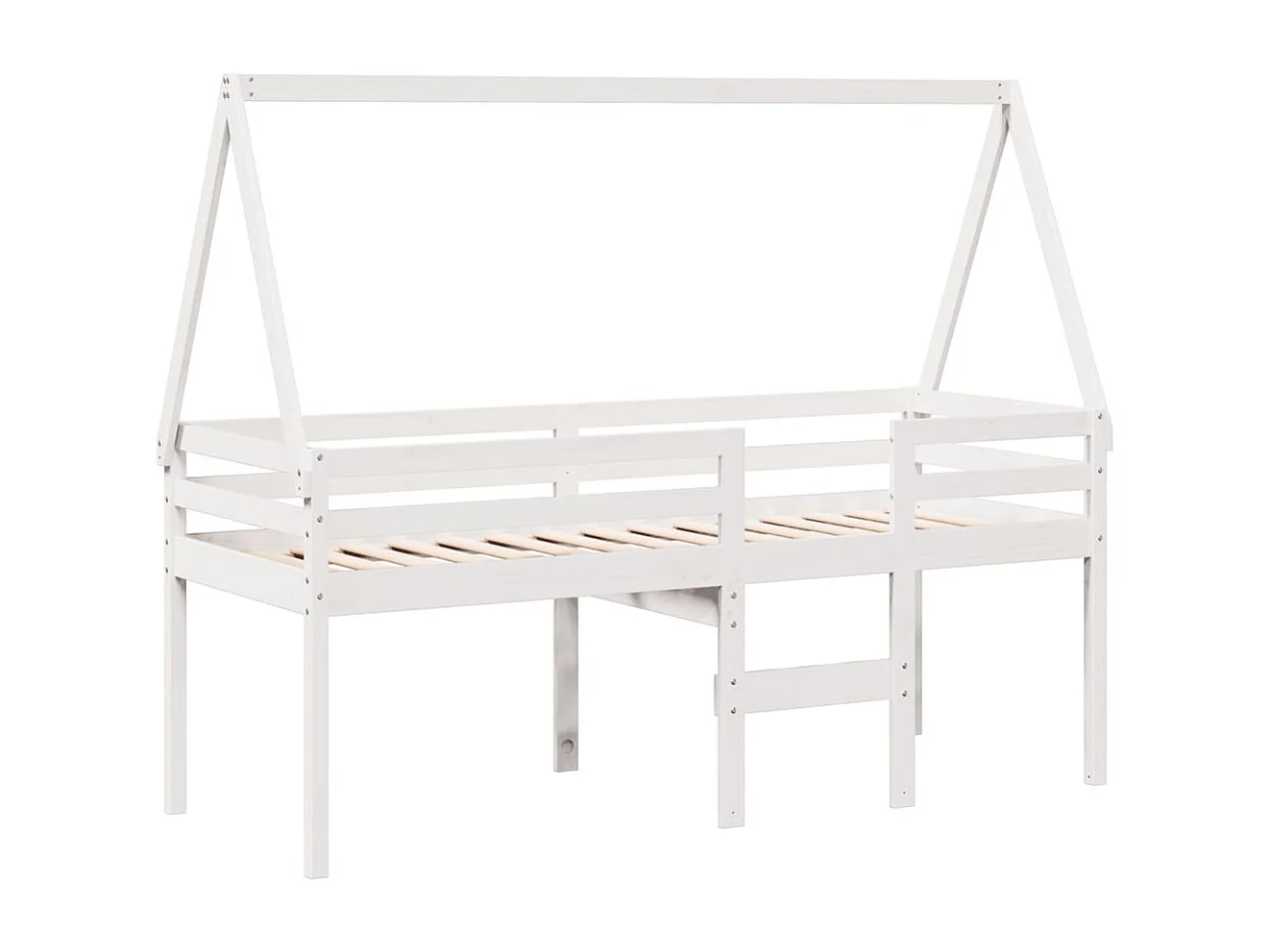 Lit haut avec toit blanc 90x190 cm bois de pin massif