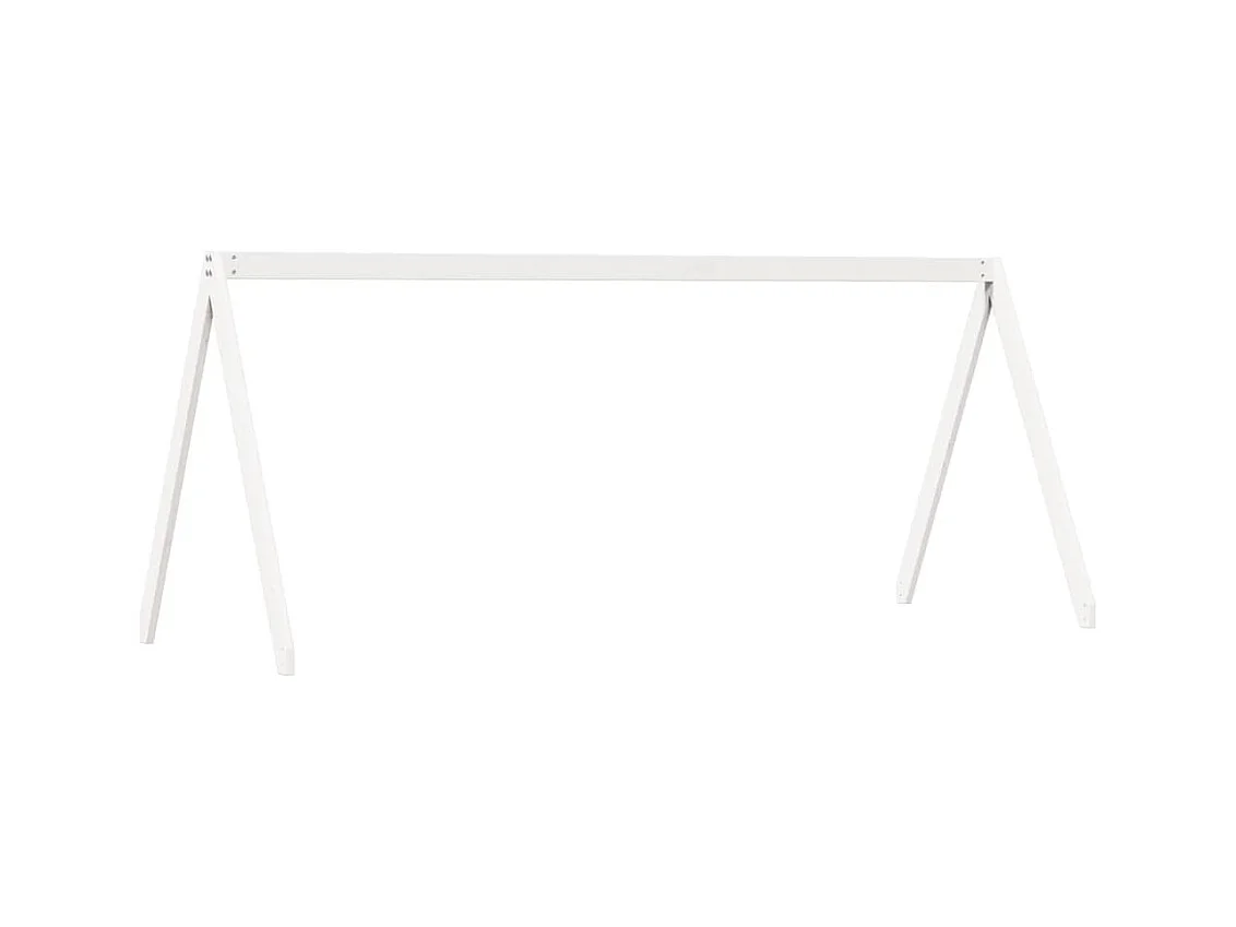 Cama alta con techo madera maciza de pino blanca 90x190 cm