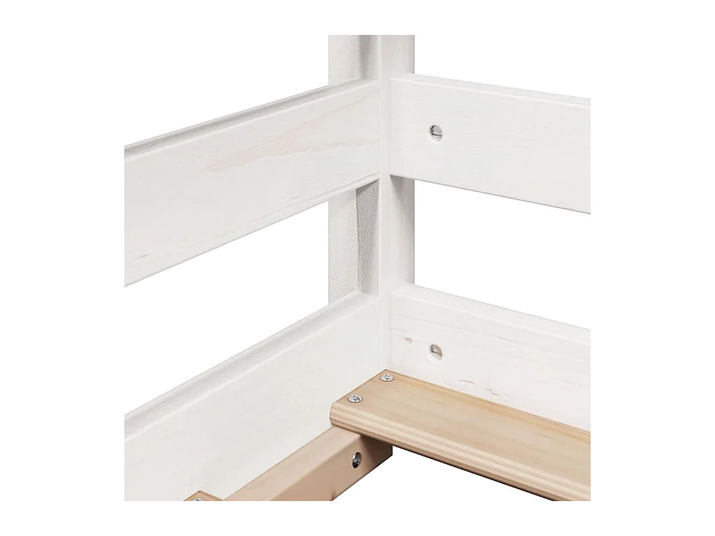 Cama alta con techo madera maciza de pino blanca 90x190 cm