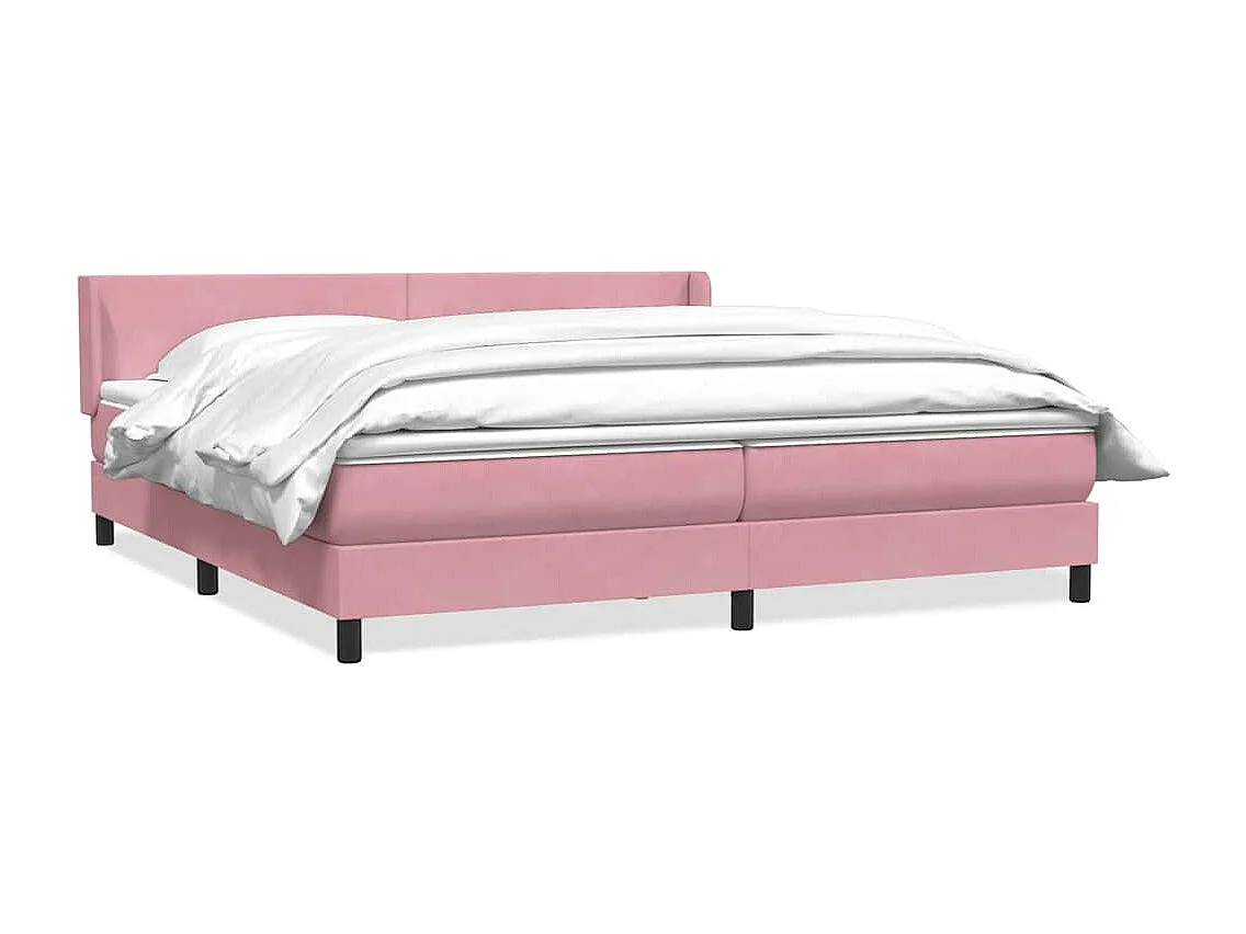 Cama box spring con colchón terciopelo rosa 180x210 cm