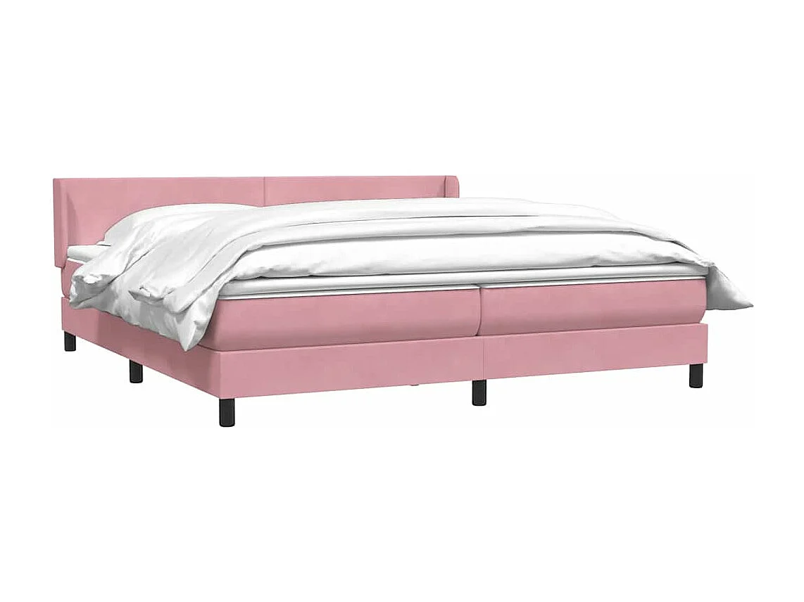 Cama box spring con colchón terciopelo rosa 180x210 cm