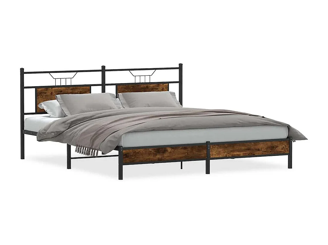 Cadre de lit sans matelas chêne fumé 160x200 cm bois ingénierie