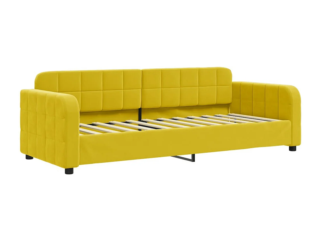Lit de jour avec matelas jaune 80x200 cm velours