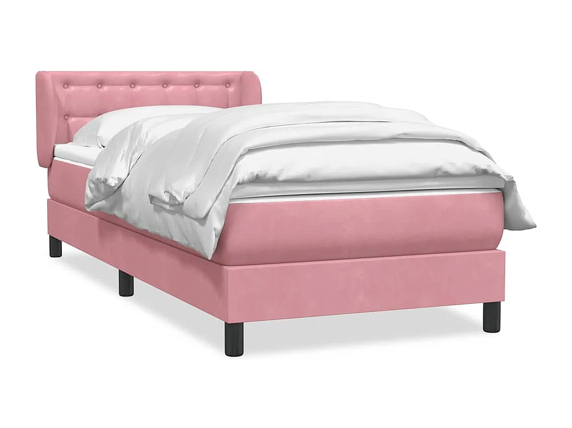 Sommier à lattes de lit avec matelas rose 80x220 cm velours