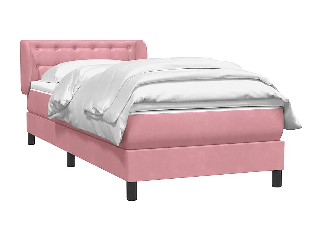 Sommier à lattes de lit avec matelas rose 80x220 cm velours
