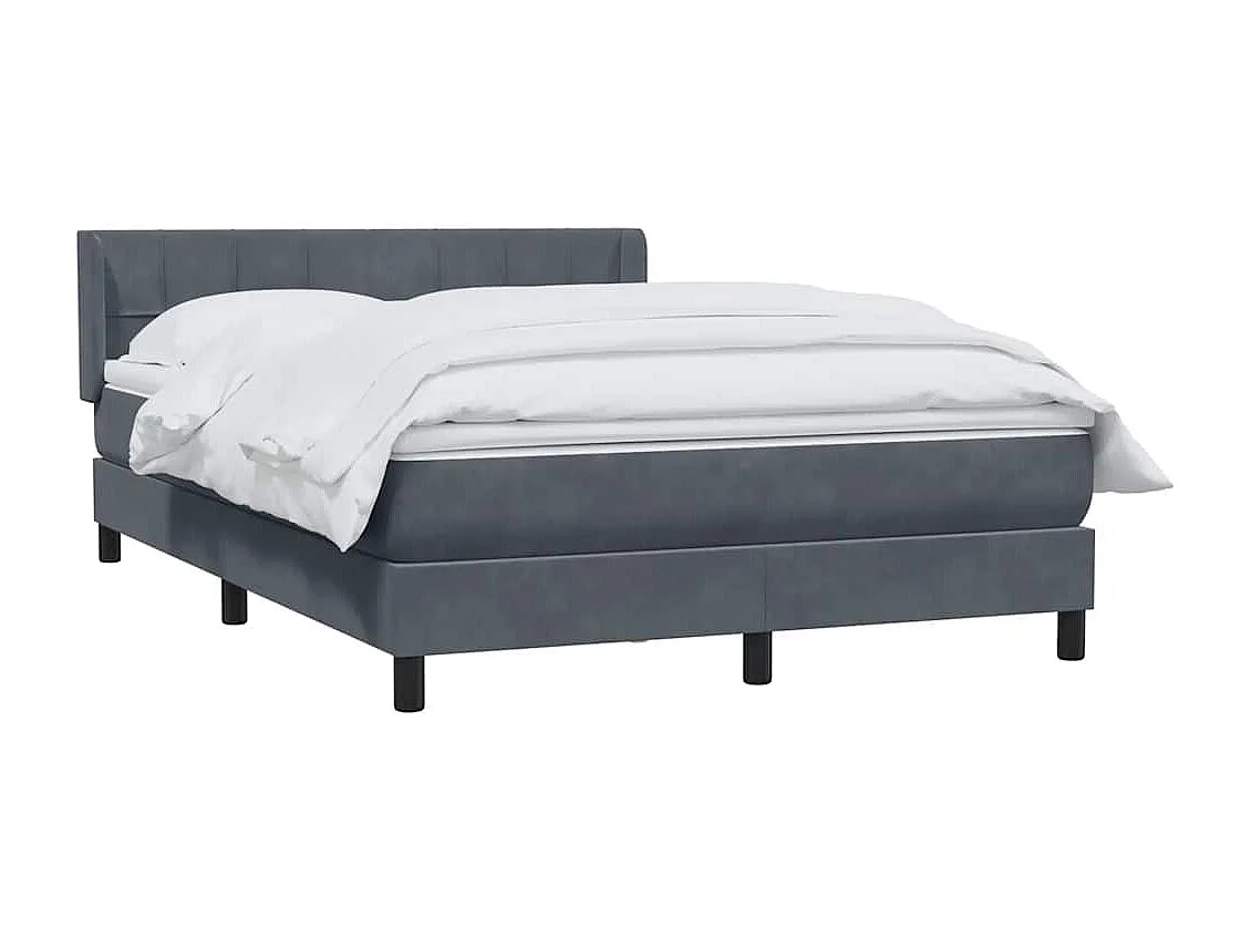 Sommier à lattes de lit et matelas gris foncé 140x220cm velours