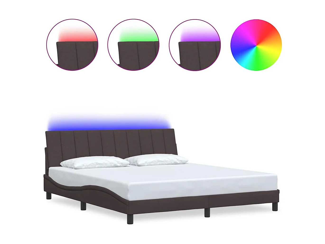 Cadre de lit sans matelas marron foncé 180x200 cm tissu