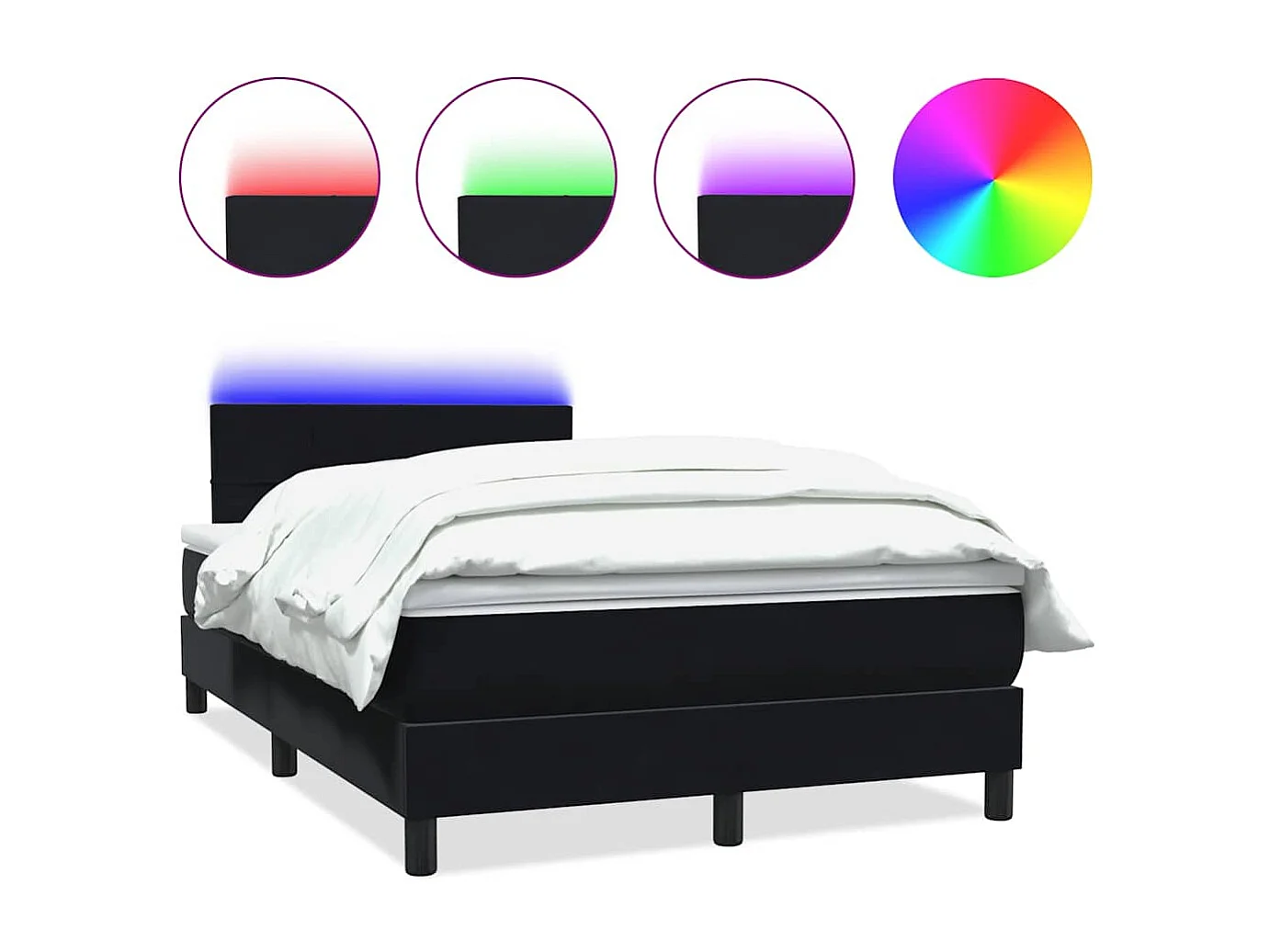 Sommier à lattes de lit avec matelas noir 120x210 cm velours