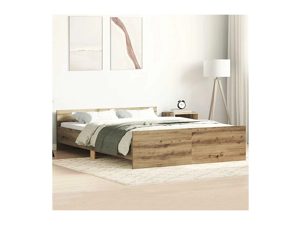 Cadre de lit sans matelas chêne artisanal 140x200 cm