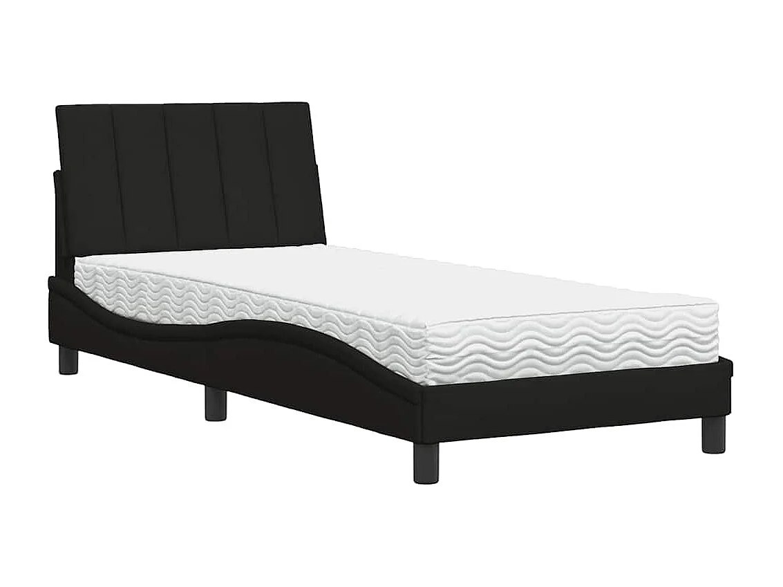 Bed met matras "Hanko" stof zwart 80x200 cm
