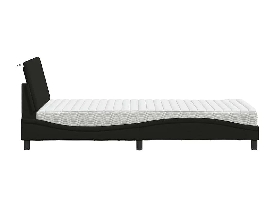 Bed met matras "Hanko" stof zwart 80x200 cm