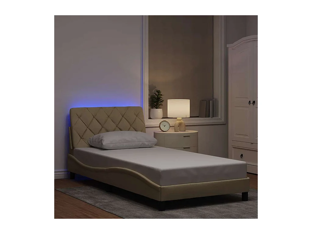 Estrutura de cama com LED sem colchão 100x200 cm tecido