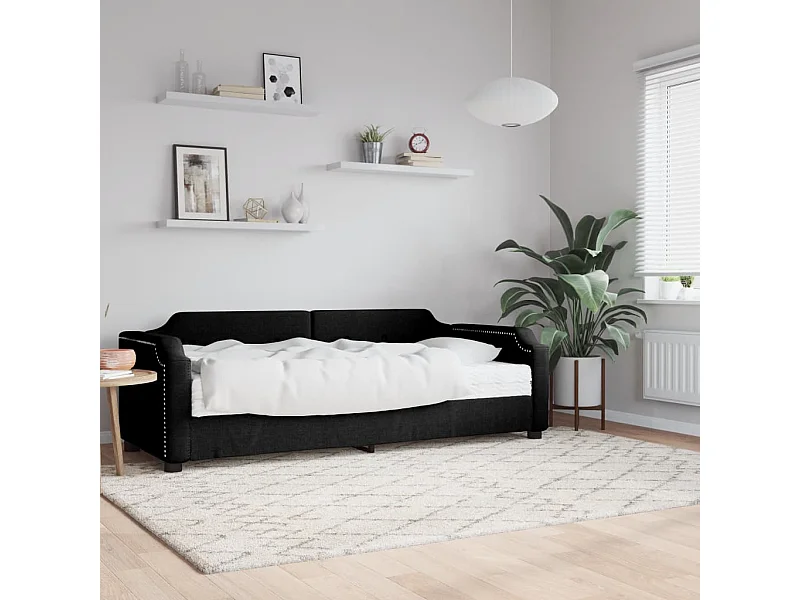 Slaapbank met matras 90x190 cm stof zwart