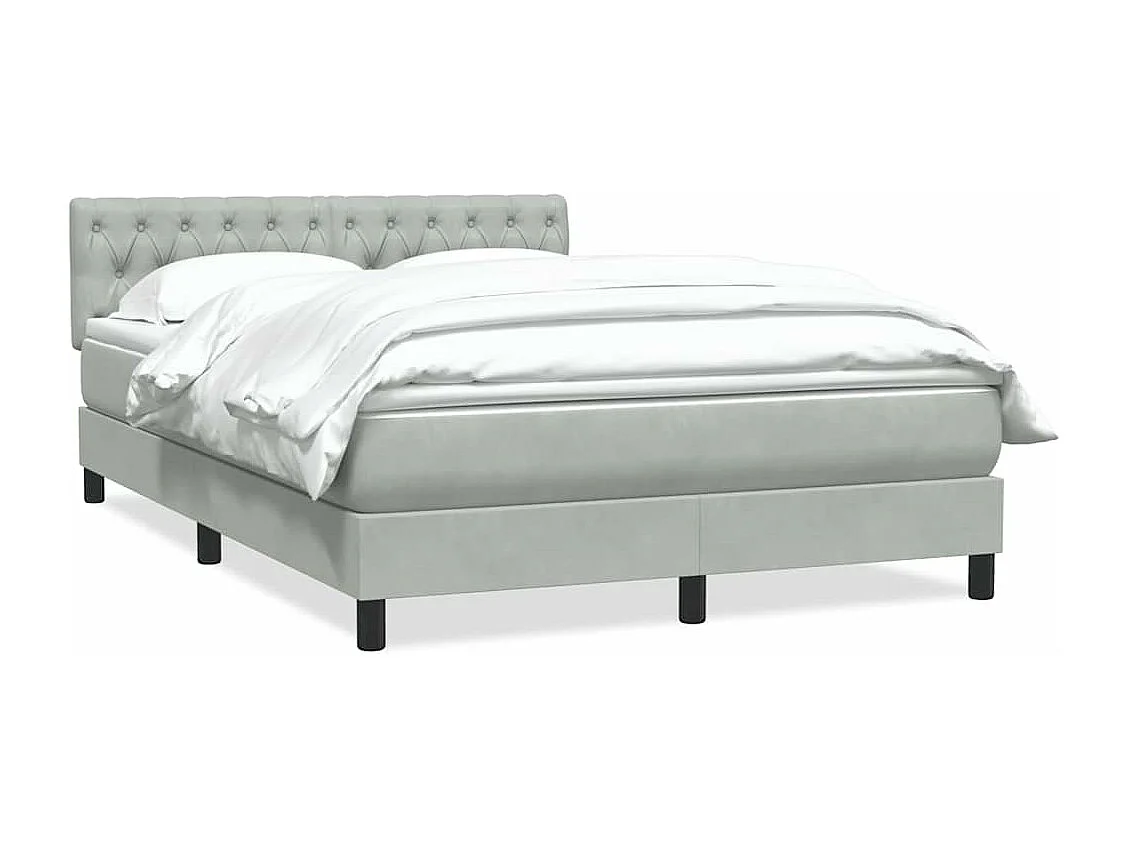 Cama box spring con colchón terciopelo gris claro 140x220 cm