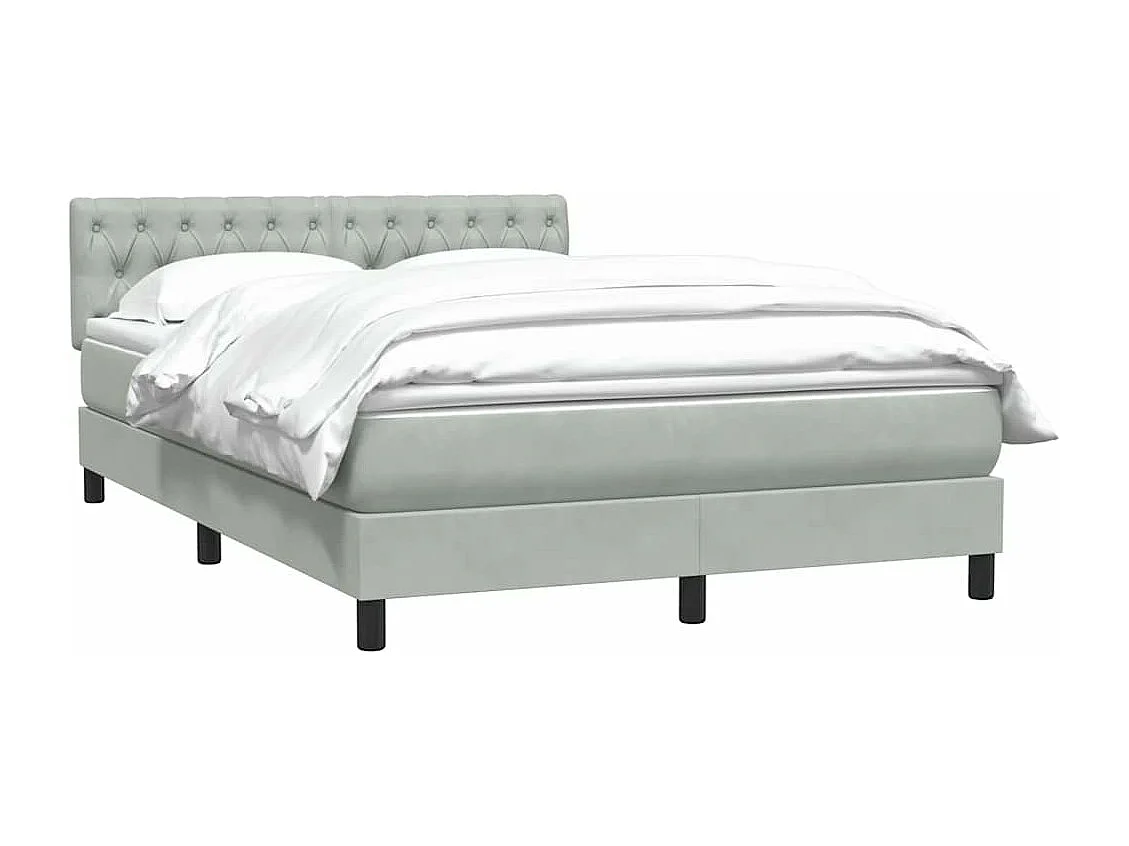 Cama box spring con colchón terciopelo gris claro 140x220 cm