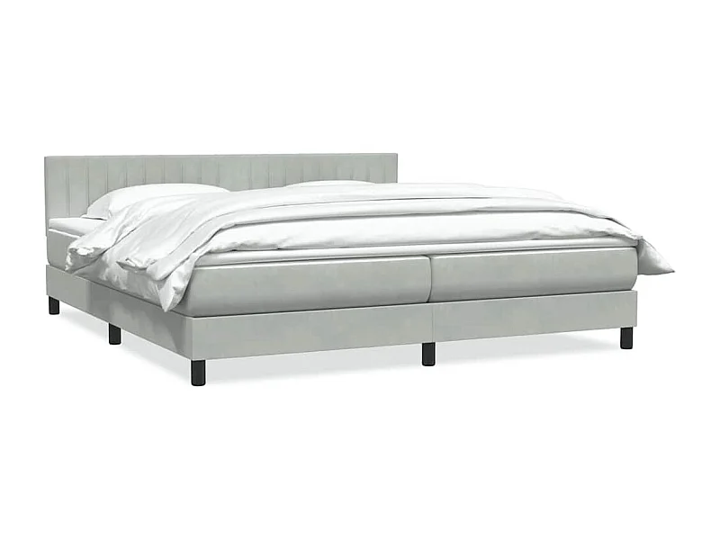 Cama box spring con colchón terciopelo gris claro 180x220 cm