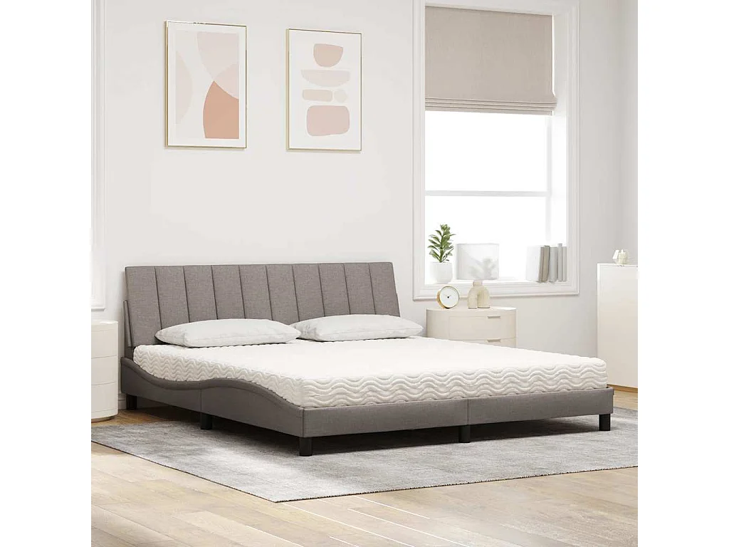 Lit avec matelas taupe 180x200 cm tissu