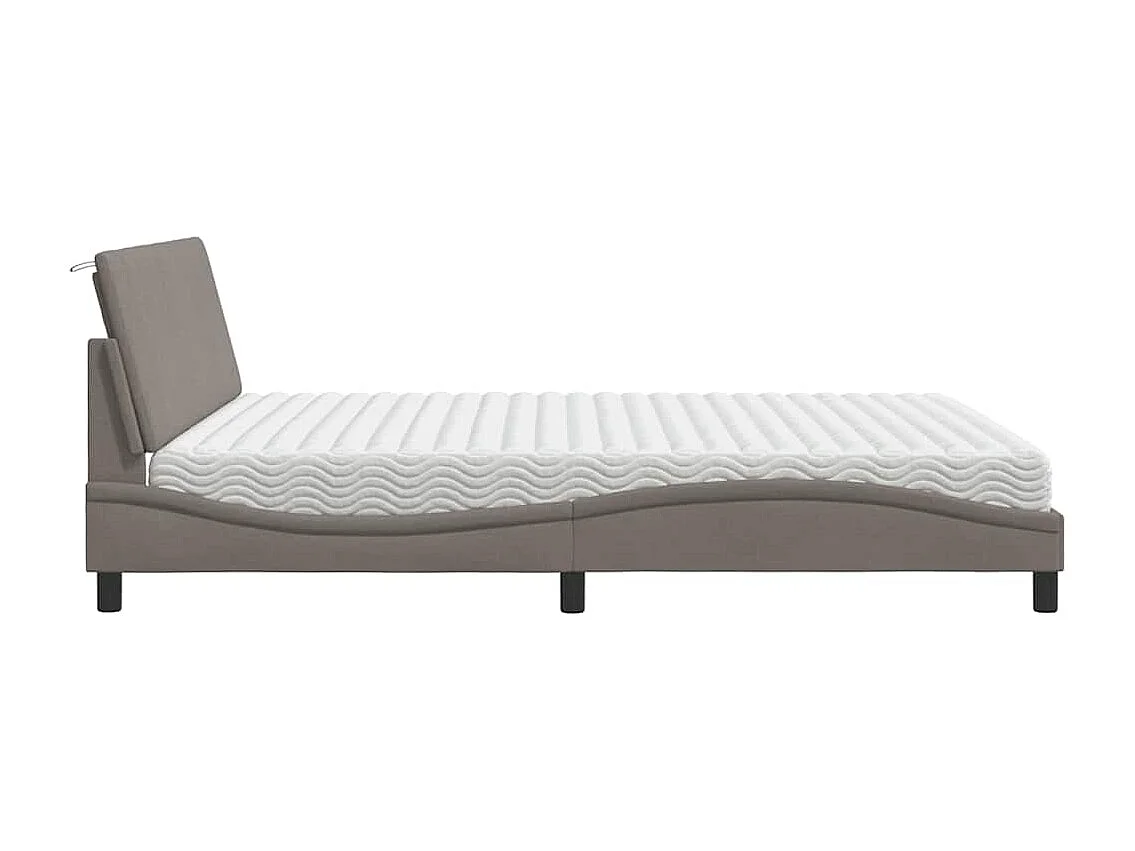 Lit avec matelas taupe 180x200 cm tissu