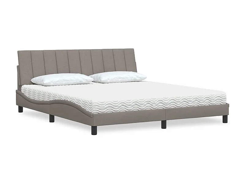 Cama con colchón de tela gris taupe 180x200 cm