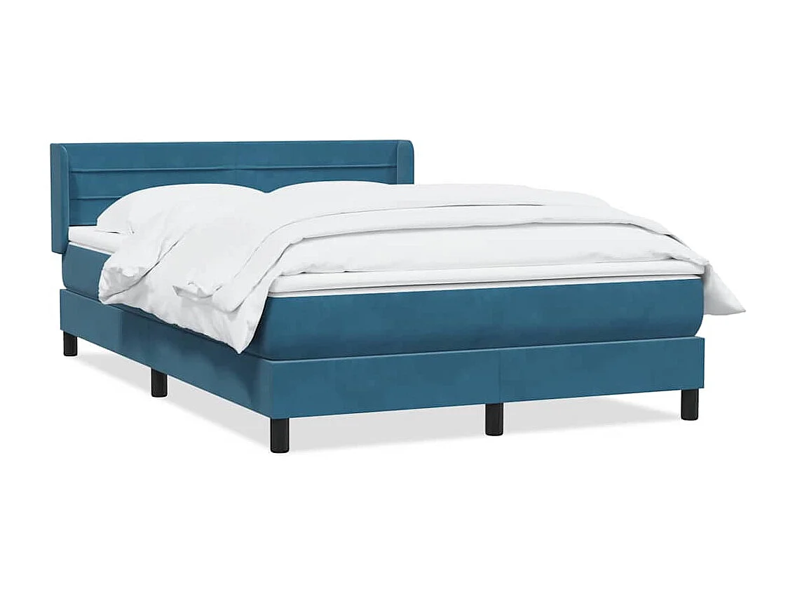 Cama box spring con colchón terciopelo azul oscuro 140x210 cm