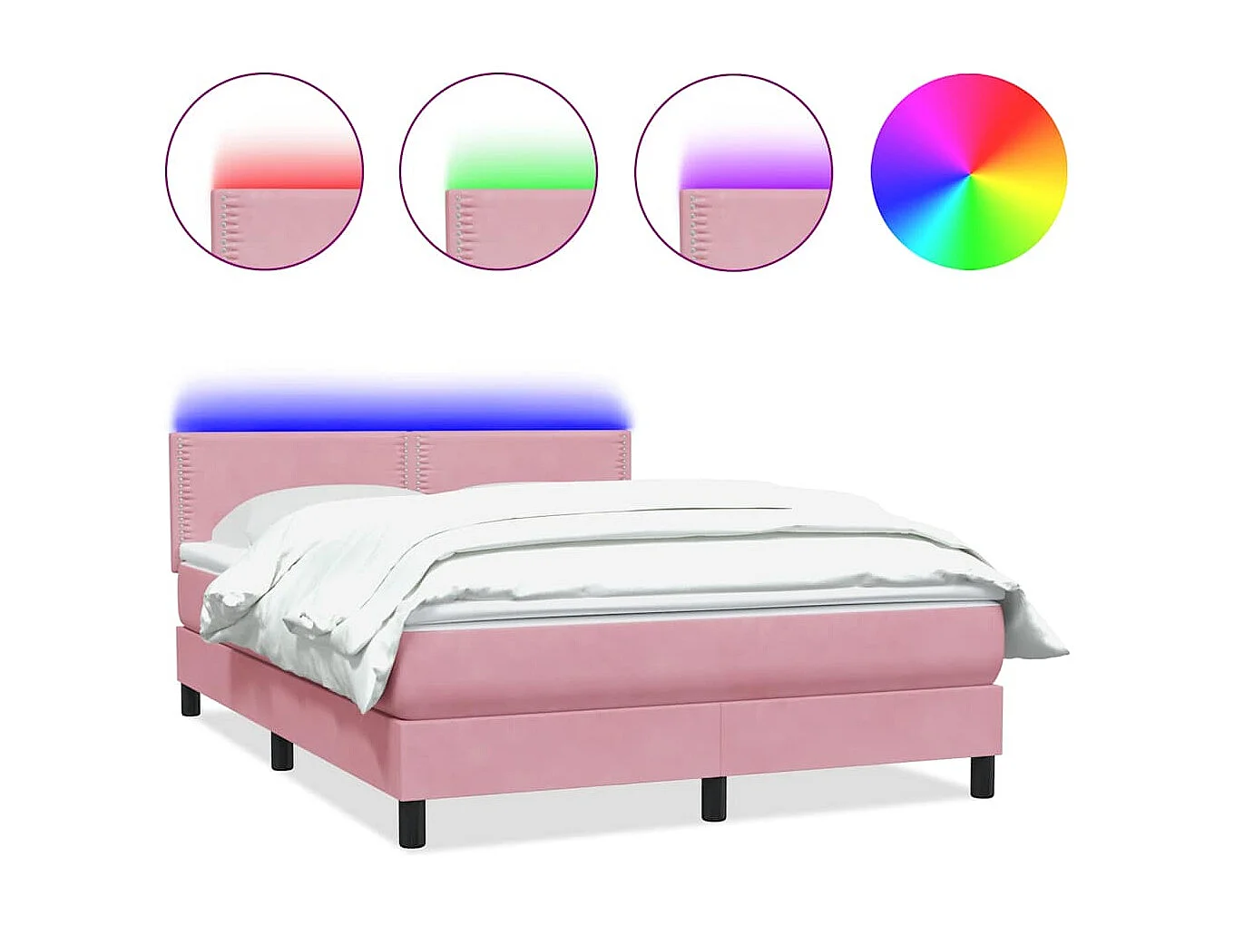 Cama box spring com colchão 160x210 cm veludo rosa