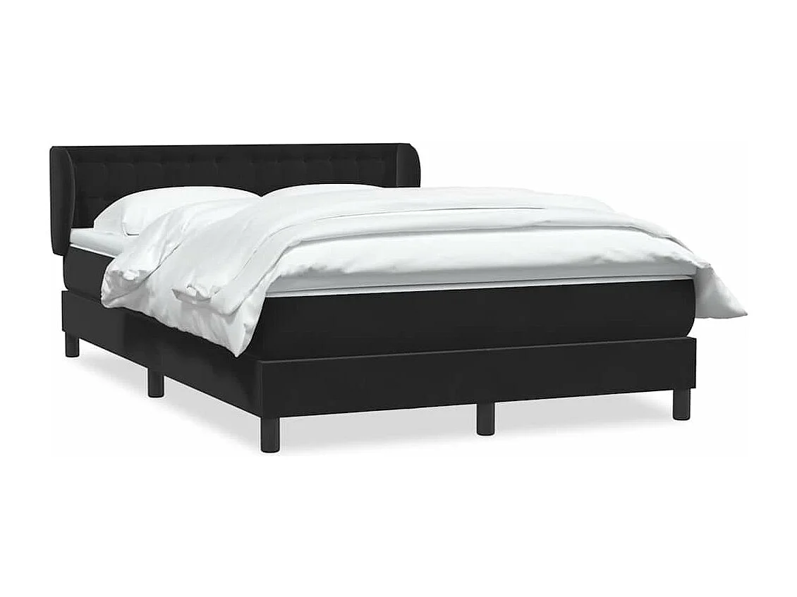 Cama box spring con colchón terciopelo negro 160x220 cm