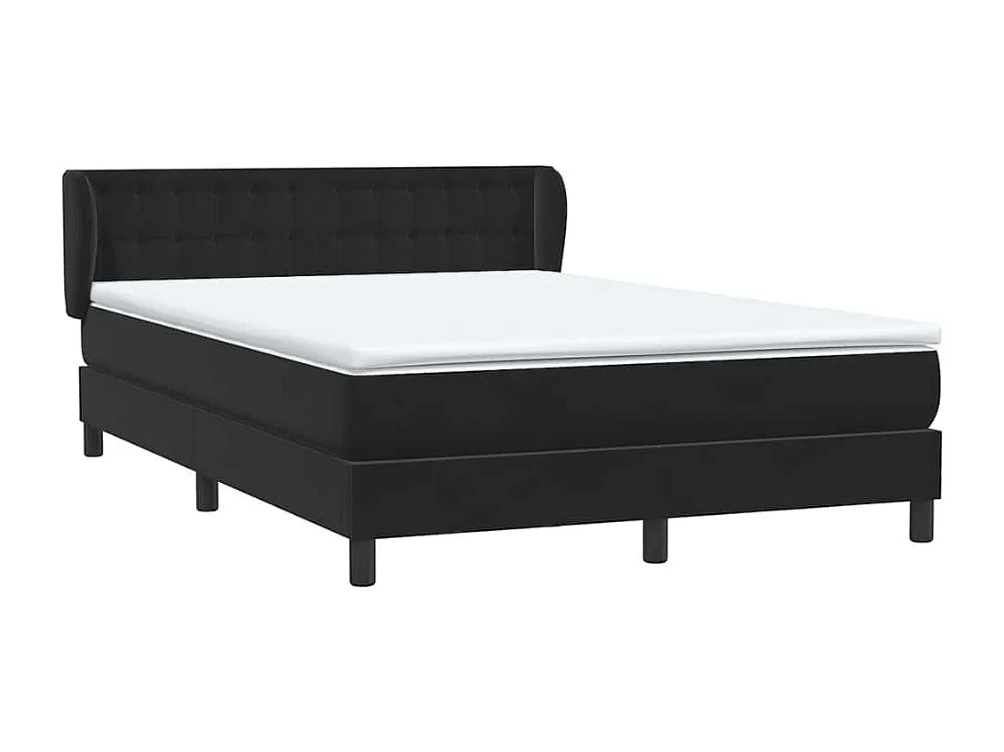 Cama box spring con colchón terciopelo negro 160x220 cm