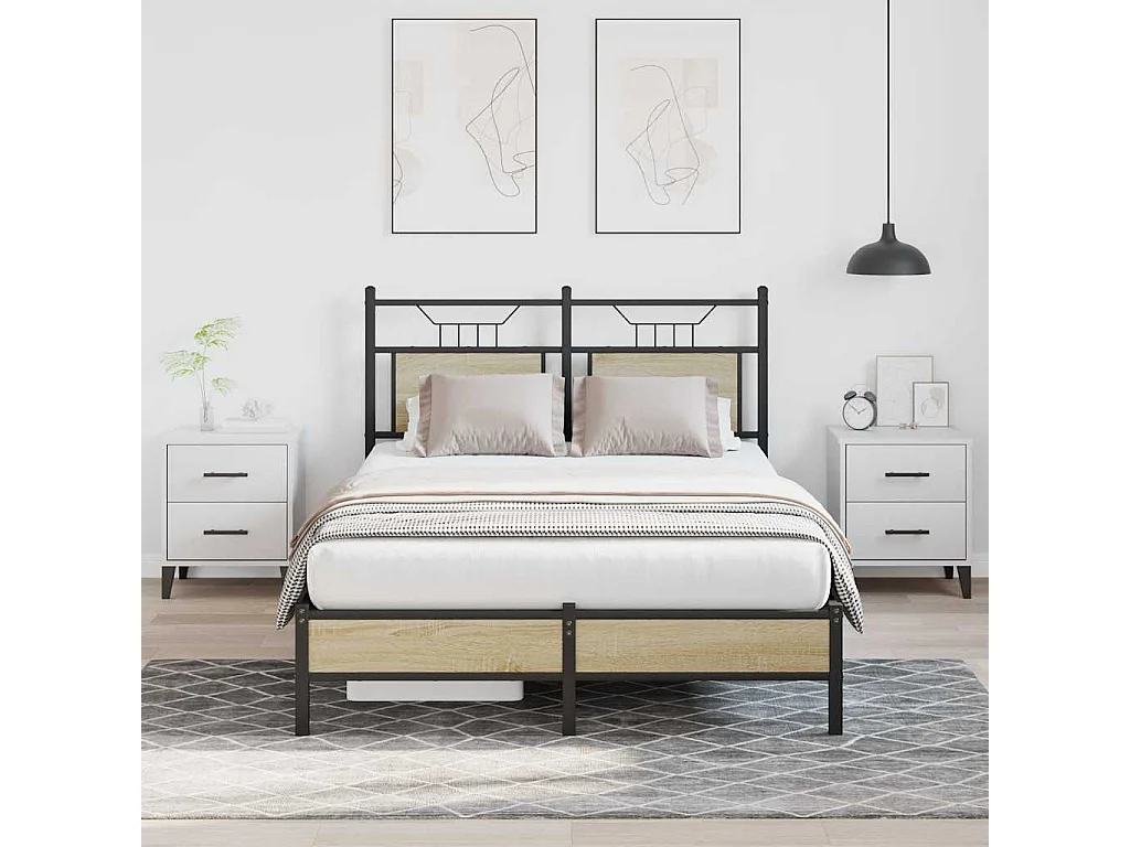 Cadre de lit sans matelas chêne sonoma 120x190 cm