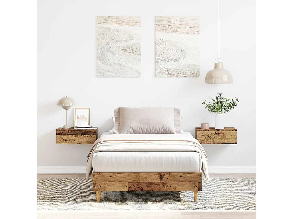 Cadre de lit sans matelas vieux bois 90x200 cm bois ingénierie