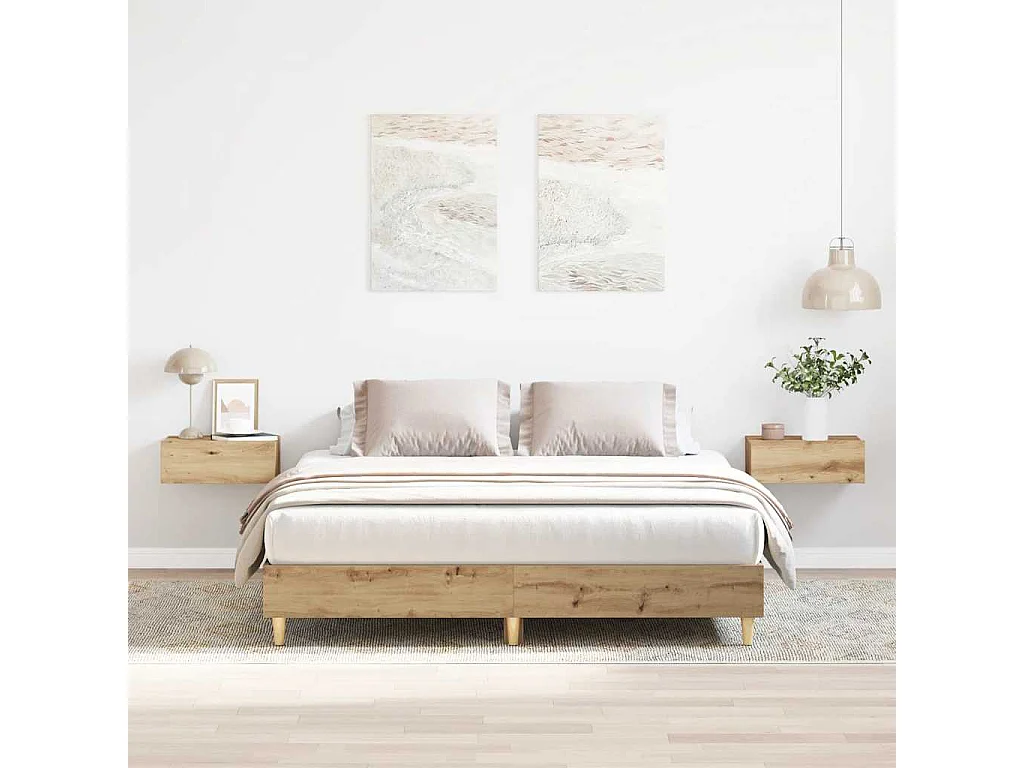 Cadre de lit sans matelas chêne artisanal 150x200 cm