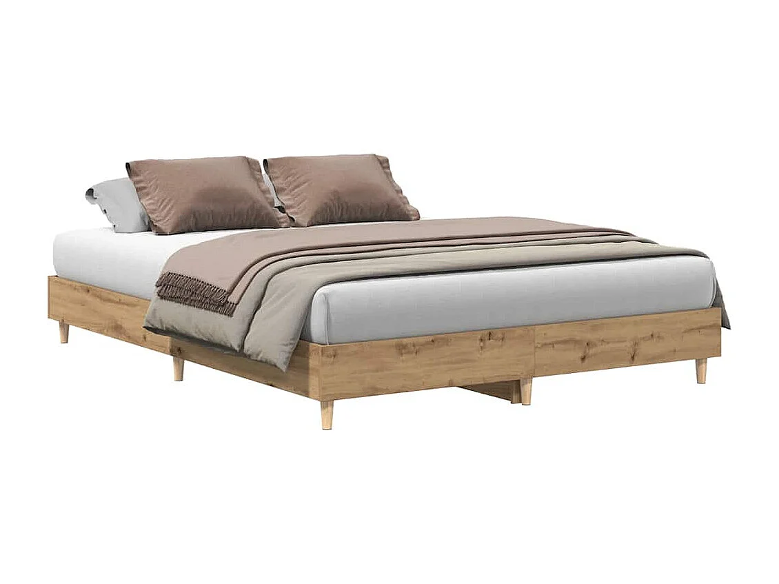 Cadre de lit sans matelas chêne artisanal 150x200 cm