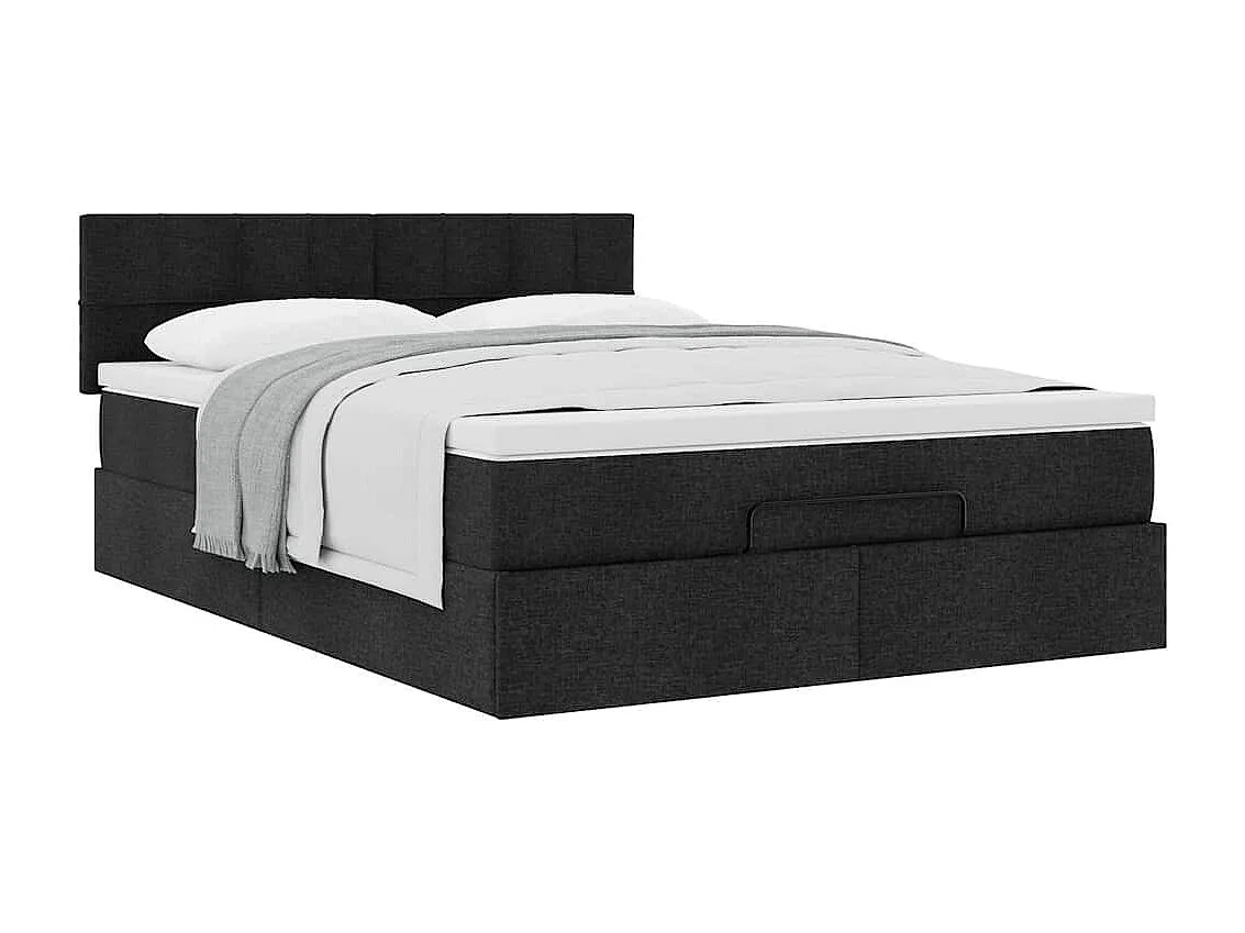 Estructura cama otomana colchón tela negra 140x190 cm