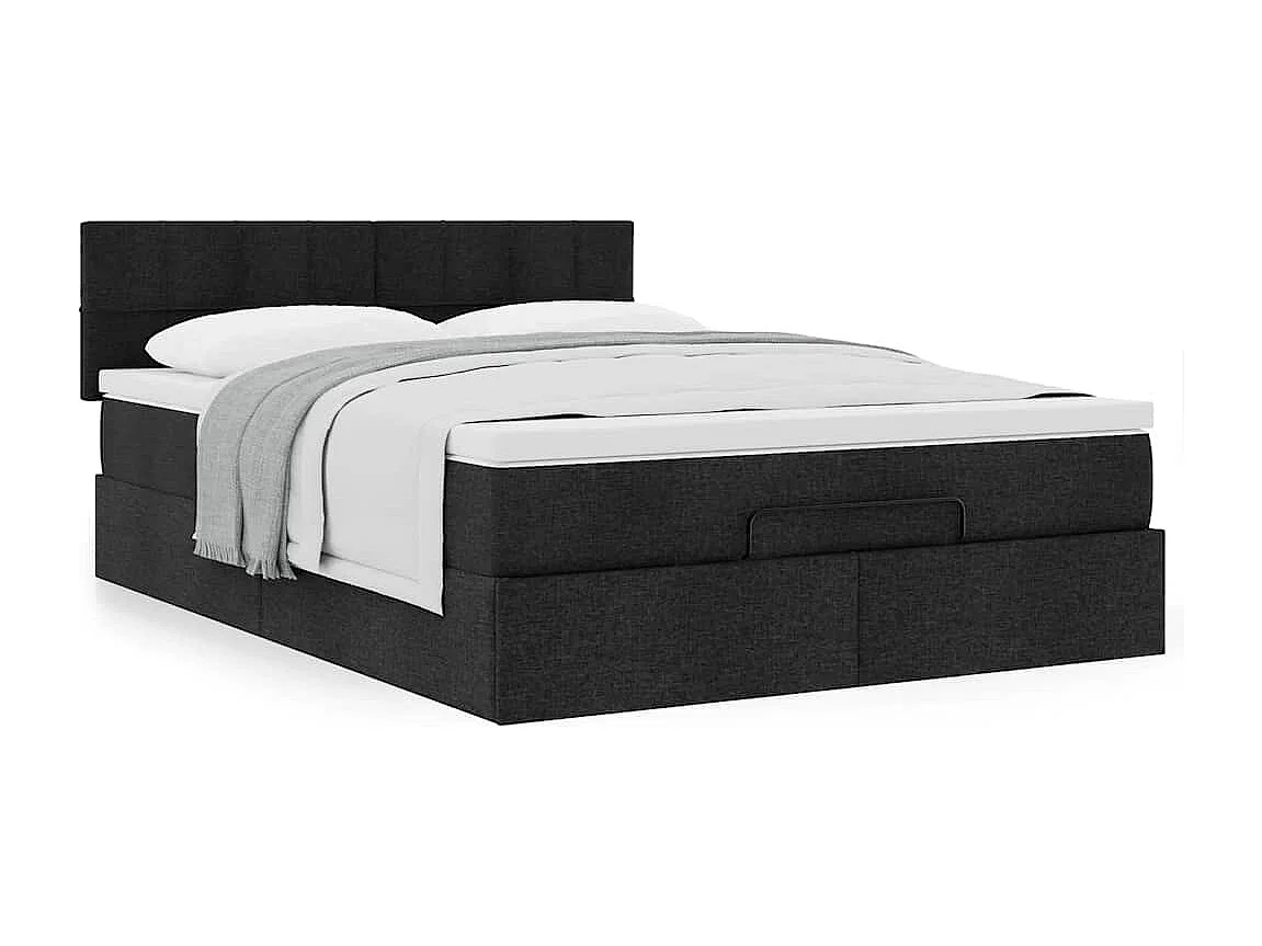 Estructura cama otomana colchón tela negra 140x190 cm